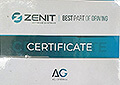 Сертификат Zenit Ангел Зафиров